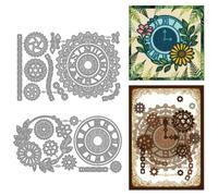 MAYJOYDIY Clock Metal Die Cuts Plant Border Cutting Dies Gear Chain Embellishment Embossing Template for Card Making Carbon Steel Stencils for DIY Scrapbooking Album Handbook Gift Decoration