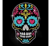 MAYJOYDIY Colorful Skull Rhinestone Iron on Decal Headbone Hotfix Transfer Sticker Day of The Dead Heat Transfer Patch Clothing Repair Applique for T-Shirt Hat Jacket Garment Bag DIY Decor