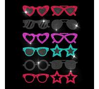 MAYJOYDIY Colorful Sunglasses Rhinestone Iron on Hotfix Transfer Black Sunglasses Rhinestone Template Decal Iron on Crystal Transfers Crystal Heat Transfer Decals for Shirts Bags Hats Jeans Shoes
