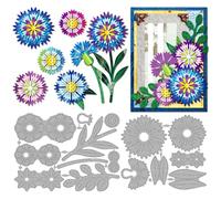 MAYJOYDIY Cornflower Metal Cutting Dies Layered Flowers Die Cuts Stencils Flower Buds Leaves Embossing Template Dies for DIY Paper Craft Card Making Scrapbooking Album Decor
