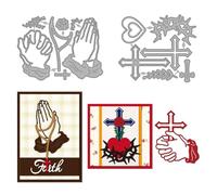 MAYJOYDIY Cross Prayer Metal Cutting Dies Praying Hands Metal Die Cuts Love Heart Thorn Embossing Dies Cut Stencils Decorative Embossing Paper Dies for Card Making DIY Scrapbook Album Gift Decoration