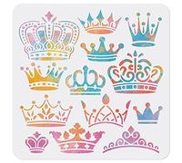 MAYJOYDIY Crown Stencil King Queens Crown Stencils for Painting 30×30cm Reusable PET Material Templates for DIY Gift Decorative Crafts Scrapbooking Album Paper Card