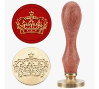 MAYJOYDIY Crown Wax Seal Stamp, 25mm Royal King Crown Vintage Stamps Removable Brass Head with Wooden Handle for Wedding Invitations Envelope Greeting Cards Gift Wrapping