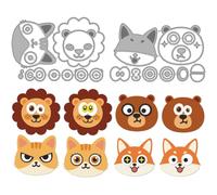 MAYJOYDIY Cute Animal Head Metal Die Cuts Animal Eyes Cutting Dies Dog Cat Embossing Template Lion Bear Carbon Steel Cutting Stencils for Card Making Scrapbooking Album Handbook Gift Decoration