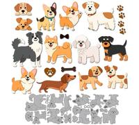 MAYJOYDIY Cute Dog Metal Cutting Dies Puppy Theme Die Cuts Adorable Cartoon Animal Embossing Template Carbon Steel Stencils for Card Making Scrapbooking Handbook Gift Decoration