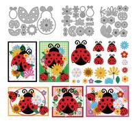 MAYJOYDIY Cute Ladybugs Metal Cutting Dies Flowers Leaves Die Cuts Stencils Sunflowers Daisy Embossing Template Dies for DIY Paper Craft Card Making Scrapbooking Album Decor
