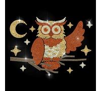 MAYJOYDIY Cute Owl Rhinestone Iron on Decal Nocturnal Animals Hotfix Transfer Sticker Heat Transfer Patch Shining Clothing Repair Applique for T-Shirt Hat Jacket Garment Bag DIY Decor