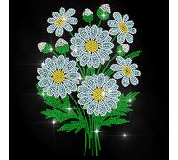 MAYJOYDIY Daisy Bouquet Rhinestone Iron on Decal Flower Buds Hotfix Transfer Sticker Floral Heat Transfer Patch Shining Clothing Repair Applique for T-Shirt Hat Jacket Garment Bag DIY Decor