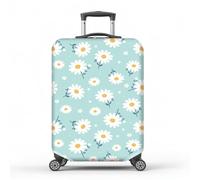 MAYJOYDIY Daisy Floral Luggage Cover All Over Daisy Print Elastic Baggage Covers Blue Suitcase Protector with White Floral Anti-Scratch Washable Suitcase Protector L Fit 26-28 Inch/66cm-71cm Luggage