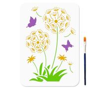 MAYJOYDIY Dandelions Stencil Butterflies Template 29.7x21cm Floral Theme Reusable Plastic Stencils for Painting with Paint Brush Weeds Flower A4 Templates for Wood Wall Window DIY Craft
