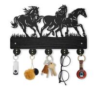 MAYJOYDIY Decorative Horse Key Holder, 30x20 cm Wood Wall Mount Rack, 5 Alloy Hooks, Running Horse Design for Wall Art Decor Entryway Front Door Room Kitchen Office