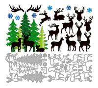 MAYJOYDIY Deer Pine Trees Metal Cutting Dies Forest Animal Die Cuts Antlers Winter Snowflakes Embossing Template Carbon Steel Stencils for Card Making Scrapbooking Album Handbook Gift Decoration