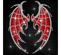 MAYJOYDIY Devil Wings Rhinestone Iron on Transfer Demon Wing Heat Transfer Sticker Rhinestone Hot-fix Decals Bling Clothing Decoration for Shirt Bag Jeans Pants Jacket Pillow DIY Crafts
