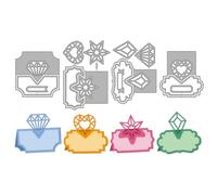 MAYJOYDIY Diamond Card Metal Die Cuts Label Cutting Dies Star Heart Gem Shaped Embossing Template Carbon Steel Cutting Stencils for Card Making DIY Scrapbooking Album Handbook Gift Decoration