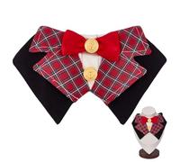 MAYJOYDIY Dog Formal Tuxedo Suit Cat Wedding Suit Pet Birthday Tux Outfit Adjustable Handcrafted Bandana Collar with Red Bow Tie for Small Medium Dogs Cats Pet Weding Attire Dress Up Cosplay