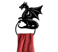 MAYJOYDIY Dragon Pattern Towel Ring Iron Cast Hand Towel Holder Flying Dragon Side Towel Ring Wall Mounted Animal Hand Towel Holder Metal Round Towel Rack for Bathroom Home Hanging Accessories