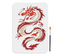 MAYJOYDIY Dragon Stencil 29.7×21cm Large Medieval Dragon Stencils with Paint Brush Reusable Ancient Chinese Dragon Template for Canvas Fabric Wall DIY Craft Projects