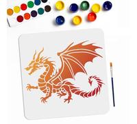 MAYJOYDIY Dragon Stencil Flying Dragon Stencil 30×30cm with Paint Brush Dragon Template Reusable DIY Dragon Crafts and Decor on Wood Wall Window Furniture Fabric