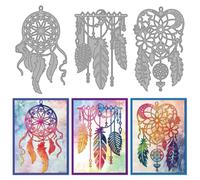 MAYJOYDIY Dreamcatcher Metal Die Cuts Feather Star Moon Cutting Dies Floral Pattern Embossing Template for Card Making Carbon Steel Stencils for DIY Scrapbooking Album Handbook Gift Decoration
