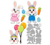 MAYJOYDIY Easter Bunny Metal Cutting Dies Small Rabbit Carrots Die Cuts Stencils Balloons Eggs Embossing Template Dies for DIY Paper Craft Card Making Scrapbooking Album Decor
