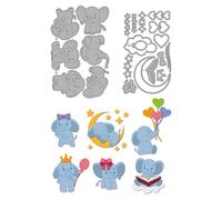 MAYJOYDIY Elephant Cutting Dies Stencil Moon Cloud Die Cuts Cartoon Animal Metal Template Fairy Tale Theme DIY Craft Embossing Tools for Card Making Photo Album Scrapbooking Paper Crafts