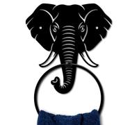 MAYJOYDIY Elephant Metal Towel Ring Round Animal Hand Towel Holder Ring Hanger Wall Mount Black Vintage Towels Wall Organizer for Kitchen Bath Home Laundry Room Decors Gifts