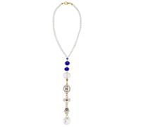 MAYJOYDIY Evil Eye Car Accessories Hanging Ornament, 26cm Blue Eye Beaded Pendant with Gold Alloy & Resin Decor for Rear View Mirror, Home, Window, Door Frame, Balcony Decoration