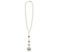 MAYJOYDIY Evil Eye Car Hanging Ornament, 33.5 cm Blue Pearl Beaded Car Accessory, Bohemian Good Luck Charm Pendant for Rearview Mirror Home Door Balcony Decor Women & Men