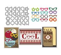 MAYJOYDIY Eyewear Metal Cutting Dies Sunglasses Die Cuts Heart Shaped Glasses Embossing Template Round Glasses Carbon Steel Stencils for Card Making Scrapbooking Album Handbook Gift Decoration