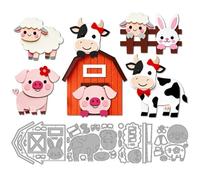 MAYJOYDIY Farm Animal Metal Die Cuts Rabbits Cows Cutting Dies Pigs Lambs Embossing Template Carbon Steel Cutting Stencils for Card Making DIY Scrapbooking Album Handbook Gift Decoration