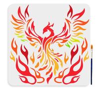MAYJOYDIY Fire Phoenix Stencil, 30×30cm, Large Reusable Flying Phoenix Bird Template, Flame & Feather Designs for Canvas, Wall, Wood, Fabric & Home Decor Art Crafts