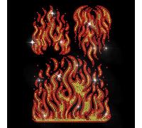 MAYJOYDIY Flames Rhinestone Iron on Hotfix Rhinestone Blazing Flames Transfer Applique Burning Fire Heat Transfer Decal Bling Patch Clothing Repair Applique for T-Shirts Bag Shoes Hat DIY Decor