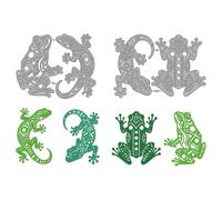 MAYJOYDIY Floral Frog and Lizard Metal Cutting Dies Geometric Patterned Animal Carbon Steel Stencils Mandala Style Gecko & Frog Embossing Template Dies for DIY Paper Craft Scrapbooking Album Decor
