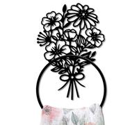 MAYJOYDIY Floral Metal Towel Ring, Wall Mounted Daisy Bouquet Design, French Country Style Home Decor for Bathroom Kitchen