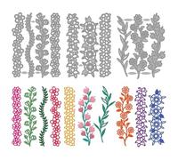 MAYJOYDIY Flower Border Metal Die Cuts Plant Branches Cutting Dies Flowers Leaves Embossing Template Carbon Steel Cutting Stencils for Card Making DIY Scrapbooking Album Handbook Gift Decoration