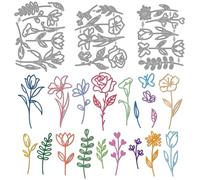 MAYJOYDIY Flowers Cutting Dies Rose Lily Tulip Flower Metal Die Cuts Plant Leaves Embossing Template Butterfly Animal Carbon Steel Stencils for Card Making Scrapbooking Album Handbook Decoration
