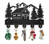 MAYJOYDIY Forest Cabin Wall Mounted Coat Hook, 30x20 cm, 5 Alloy Hooks, Wooden Key Holder, Decorative Wall Hanger for Wall Art Decor Entryway Front Door Room Kitchen