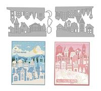 MAYJOYDIY Forest Village Tree Metal Die Cuts House City Cutting Template Moon Clouds Embossing Tool Cutting Dies for DIY Paper Craft Card Making Scrapbooking Album Decor