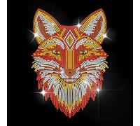 MAYJOYDIY Fox Head Rhinestone Iron on Transfer Forest Animal Heat Transfer Sticker Rhinestone Hot-fix Decals Bling Clothing Decoration Applique for Shirt Bag Jeans Jacket Pillow DIY Crafts