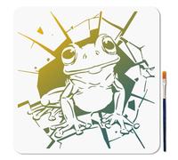 MAYJOYDIY Frog Stencil Reusable Crack Hole Graffiti Stencil for Painting 30x30cm Animal Toad Drawing Template with Paint Brush for Wall Furniture Paper Canvas Scrapbook Decoration