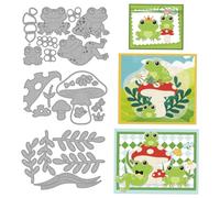MAYJOYDIY Frogs Mushrooms Metal Cutting Dies Toadstool Fungus Carbon Steel Stencils Plants Animals Embossing Template Dies for DIY Paper Craft Card Making Scrapbooking Album Decor