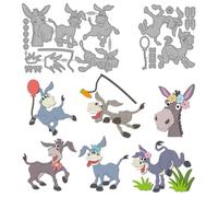 MAYJOYDIY Funny Donkey Metal Die Cuts Cute Animals Cutting Dies Bow Balloon Embossing Template Carrot Grass Carbon Steel Cutting Stencils for Card Making DIY Scrapbooking Album Gift Decoration