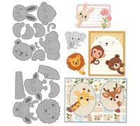 MAYJOYDIY Funny Peeking Animals Metal Cutting Dies Bear Elephant Rabbit Carbon Steel Stencils Forest Animals Embossing Template Dies for DIY Paper Craft Card Making Scrapbooking Album Decor