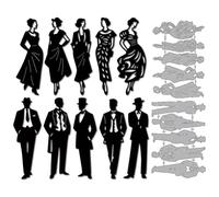 MAYJOYDIY Gentleman and Lady Silhouette Metal Cutting Dies Human Portrait Die Cuts Elegant Women Man Embossing Template Carbon Steel Stencils for Card Making Scrapbooking Handbook Gift Decoration