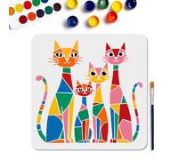 MAYJOYDIY Geometric Cat Stencil Egyptian Cats Painting Stencils 11.8×11.8inch Reusable Abstract Animal Drawing Template with Paint Brush for Craft on Window Wood Wall Home Decor