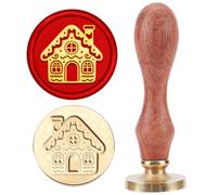 MAYJOYDIY Gingerbread House Wax Seal Stamp 25mm/0.98inch Christmas House Removable Sealing Stamp with Brass Head Wooden Handle Great for Xmas Letter Envelopes Wedding Invitations Decoration