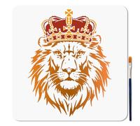 MAYJOYDIY Glorious Lion Stencil Prairie King Painting Stencils 30×30cm Reusable Wildlife Crown Drawing Template with Paint Brush for Craft on Window Wood Wall Home Decor