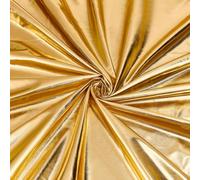 MAYJOYDIY Gold Hologram Spandex Fabric, 2m x 1.5m Stretchy Polyester Blend Metallic Foil Material, Shiny Iridescent Stage Performance Fabric for Costumes, Dancewear, Party Decor & Craft Projects