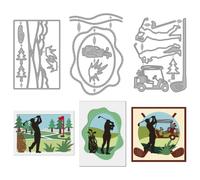 MAYJOYDIY Golf Theme Metal Die Cuts Golfer Swing Cutting Dies Bag Cue Cart Embossing Template Hole Flag Pitch Carbon Steel Cutting Stencils for Card Making Scrapbooking Album Gift Decoration
