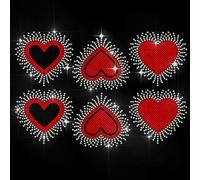 MAYJOYDIY Gradient Heart Rhinestone Iron on Decal Red Love Hotfix Transfer Sticker Love Signals Heat Transfer Patch Bling Clothing Repair Applique for T-Shirt Hat Jacket Garment Bag DIY Decor